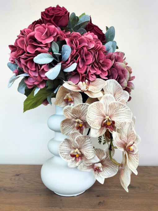 faux-orchid-rose-vase-arrangeent