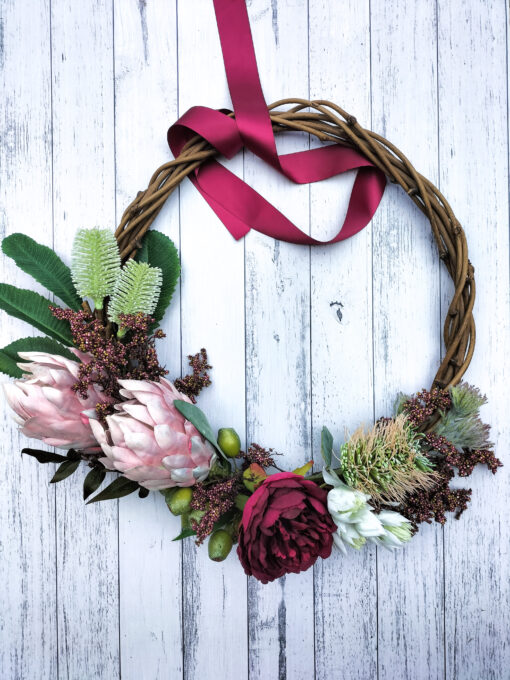 pink-burgundy-artificial-protea-peony-wreath