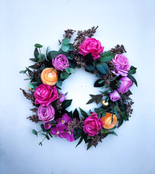 faux-flower-colourful-wreath